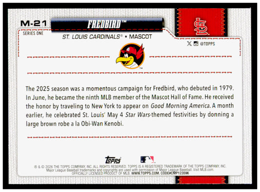 2026 Topps Fredbird Card Mascots St. Louis Cardinals #M-21