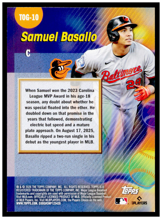 2026 Topps Samuel Basallo Card Titans of the Game Baltimore Orioles #TOG-10