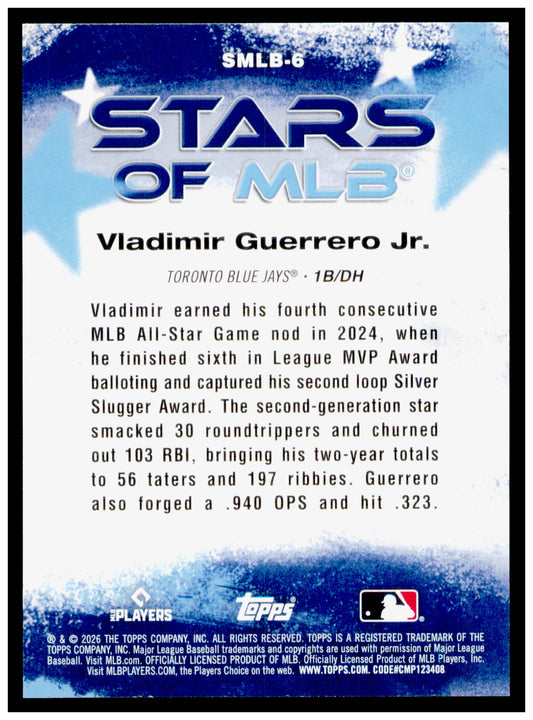 2026 Topps Vladimir Guerrero Jr. Card Stars of MLB Toronto Blue Jays #SMLB-6