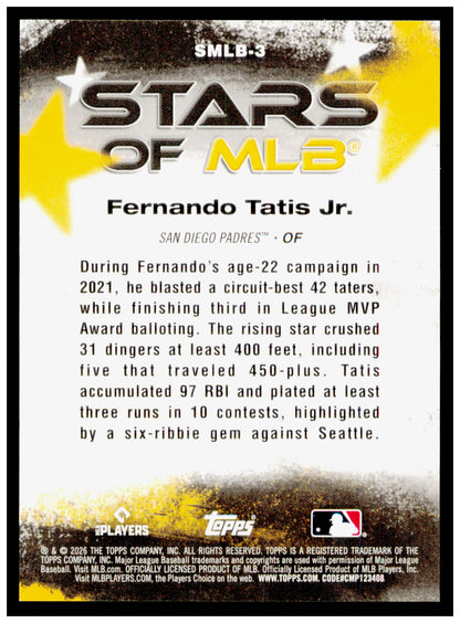 2026 Topps Fernando Tatis Jr. Card Stars of MLB San Diego Padres #SMLB-3