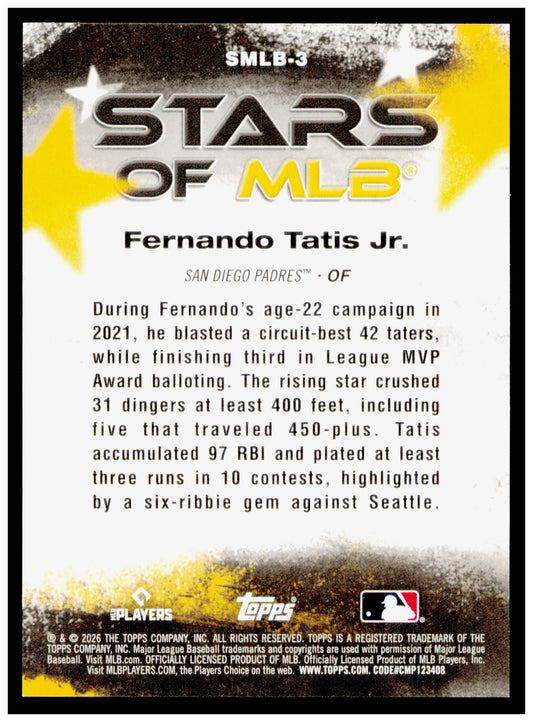 2026 Topps Fernando Tatis Jr. Card Stars of MLB San Diego Padres #SMLB-3