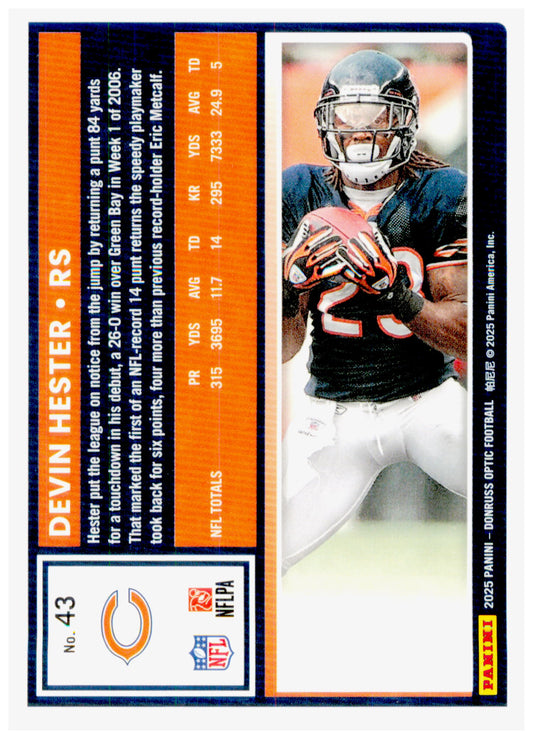 2025 Donruss Optic Devin Hester Card  Chicago Bears #43