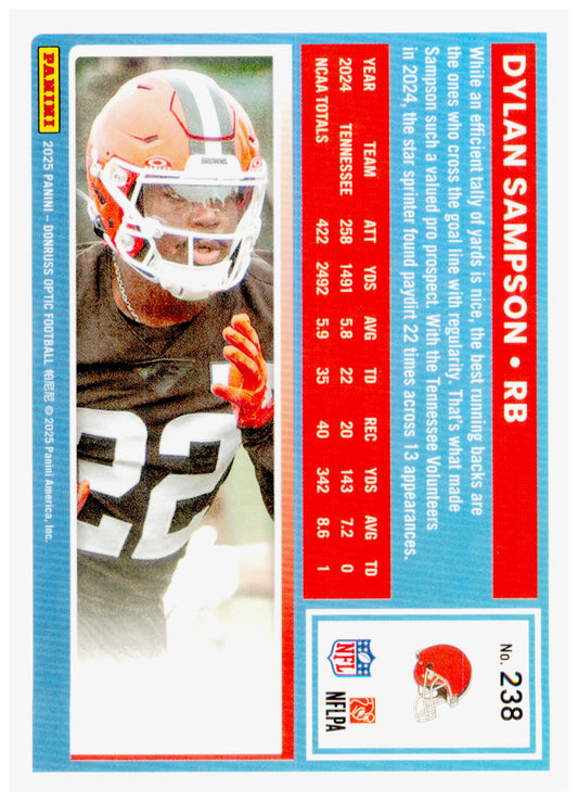 2025 Donruss Optic Dylan Sampson Card RC Cleveland Browns #238