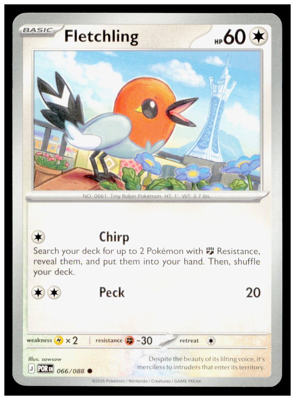 Fletchling 066/088 Common Pokémon Perfect Order POR 2026 TCG Mint