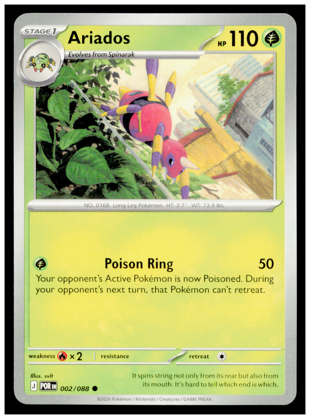 Ariados 002/088 Uncommon Pokémon Perfect Order POR 2026 TCG Mint