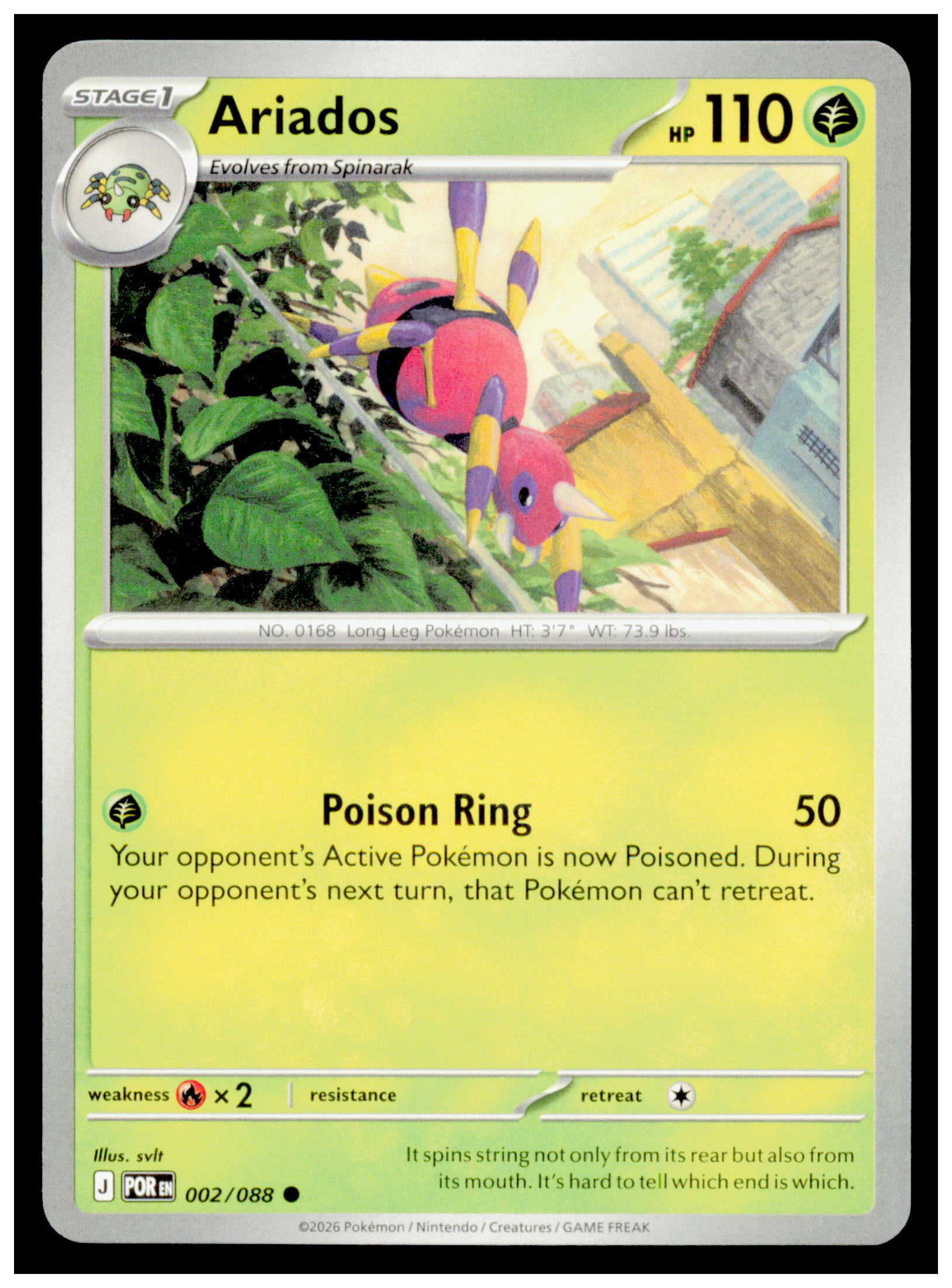 Ariados 002/088 Uncommon Pokémon Perfect Order POR 2026 TCG Mint