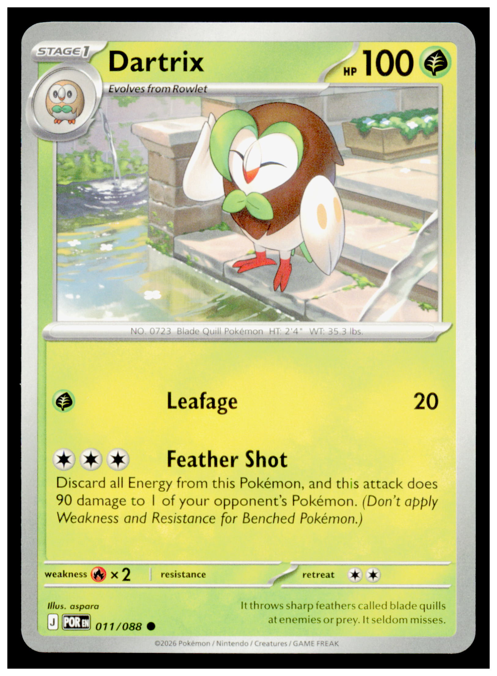 Dartrix 011/088 Common Pokémon Perfect Order POR 2026 TCG Mint