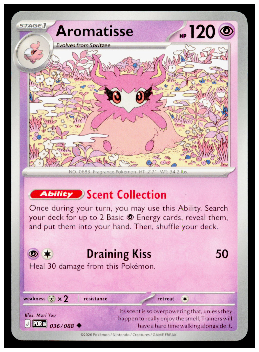 Aromatisse 036/088 Uncommon Pokémon Perfect Order POR 2026 TCG Mint