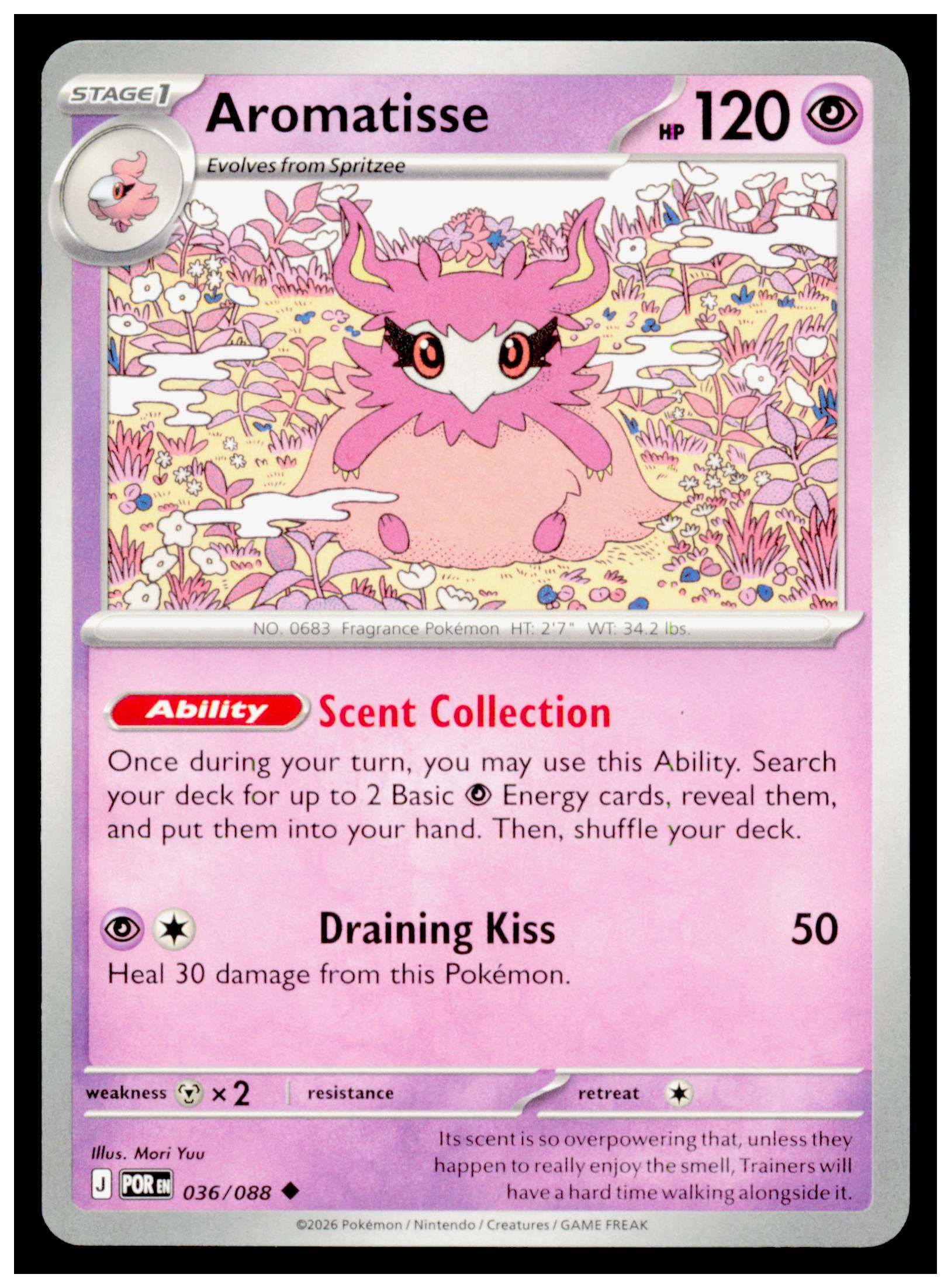 Aromatisse 036/088 Uncommon Pokémon Perfect Order POR 2026 TCG Mint