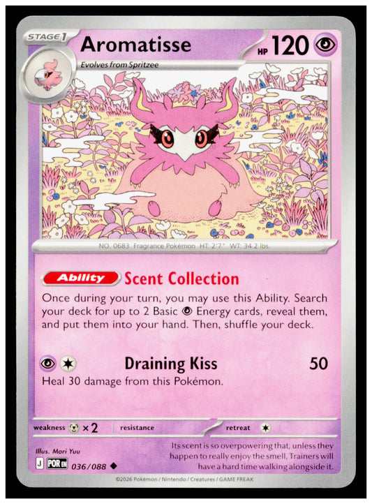 Aromatisse 036/088 Uncommon Pokémon Perfect Order POR 2026 TCG Mint