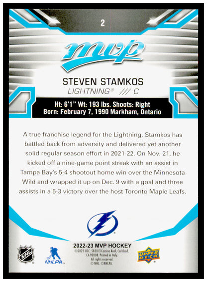 2022-23 Upper Deck MVP Steven Stamkos Card Tampa Bay Lightning #2