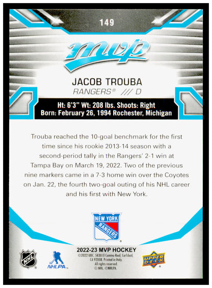 2022-23 Upper Deck MVP Jacob Trouba Card New York Rangers #149