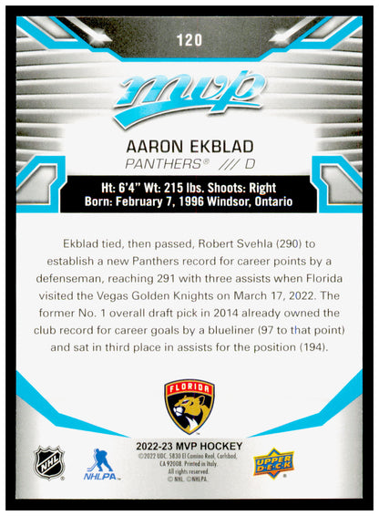2022-23 Upper Deck MVP Aaron Ekblad Card Florida Panthers #120