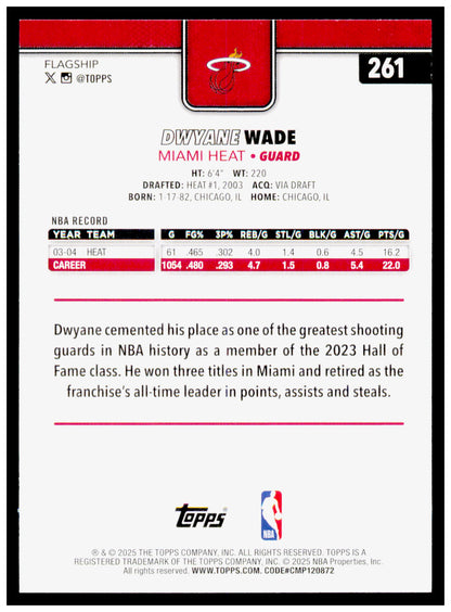 2025-26 Topps Dwyane Wade Card Miami Heat #261