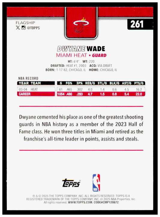 2025-26 Topps Dwyane Wade Card Miami Heat #261