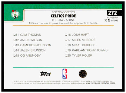 2025-26 Topps Celtics Pride: The Jays Shine Card Boston Celtics #272