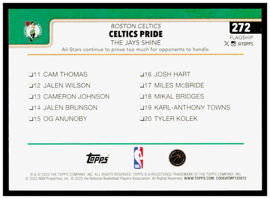 2025-26 Topps Celtics Pride: The Jays Shine Card Boston Celtics #272