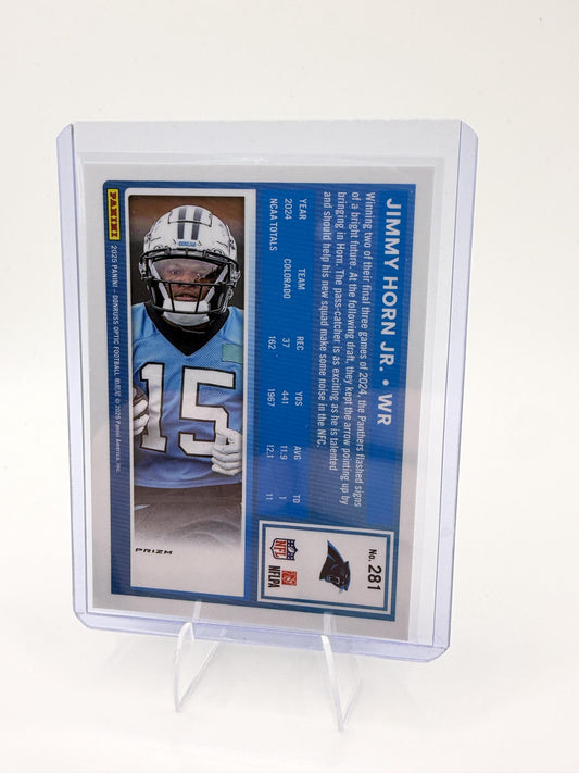2025 Donruss Optic Jimmy Horn Jr. Card Blue RC Carolina Panthers #281