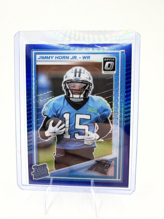 2025 Donruss Optic Jimmy Horn Jr. Card Blue RC Carolina Panthers #281