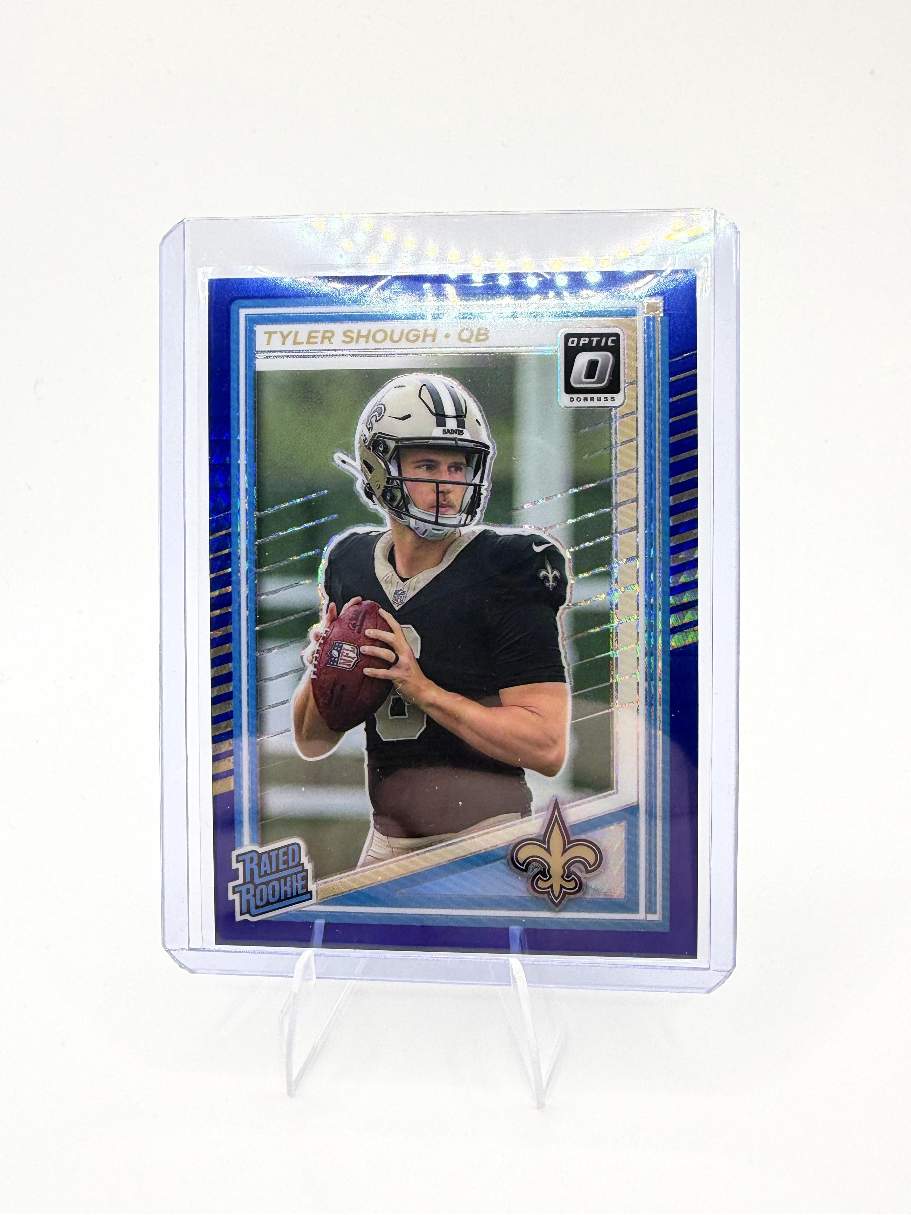 2025 Donruss Optic Tyler Shough Card Blue RC New Orleans Saints #223