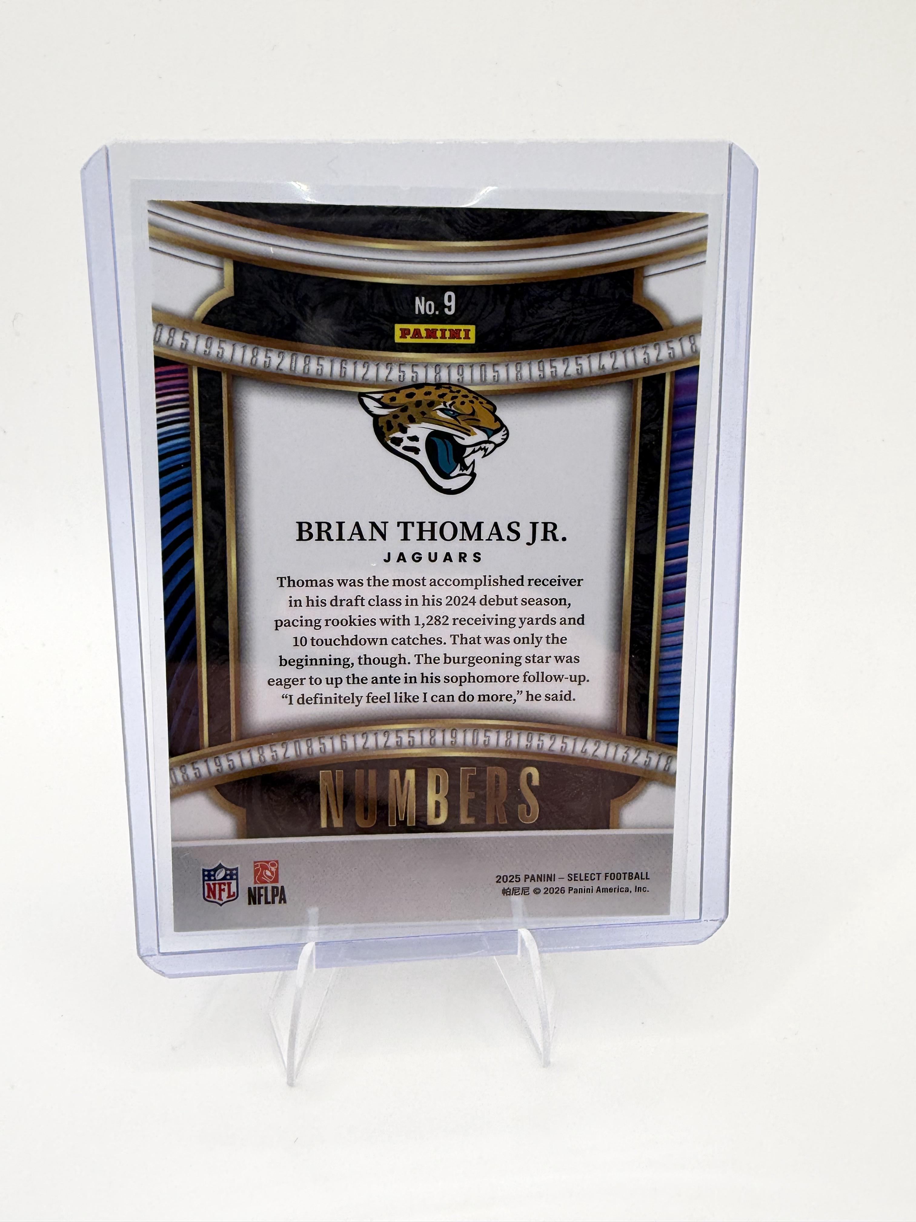 2025 Panini Select Brian Thomas Jr. Card Select Numbers Jacksonville Jaguars #9