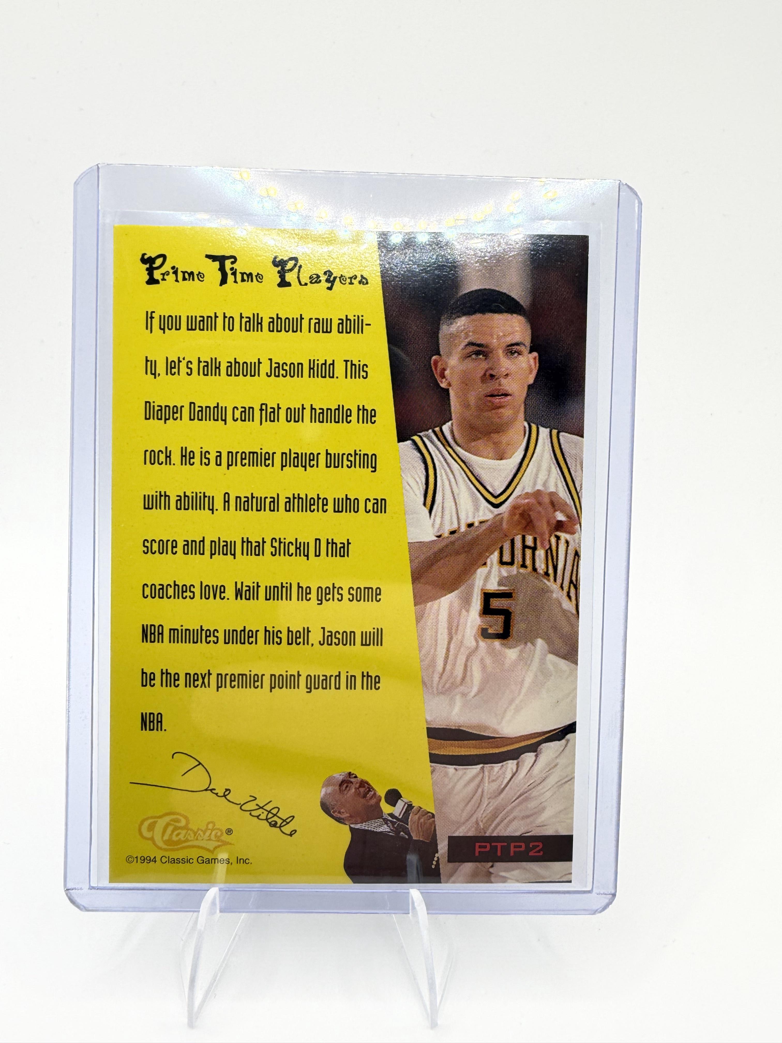 1994 Classic Draft Jason Kidd Card Vitale's PTPers California Golden Bears #PTP2