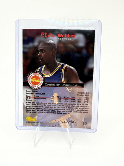 1994 Classic Draft Chris Webber Card Golden State Warriors #13