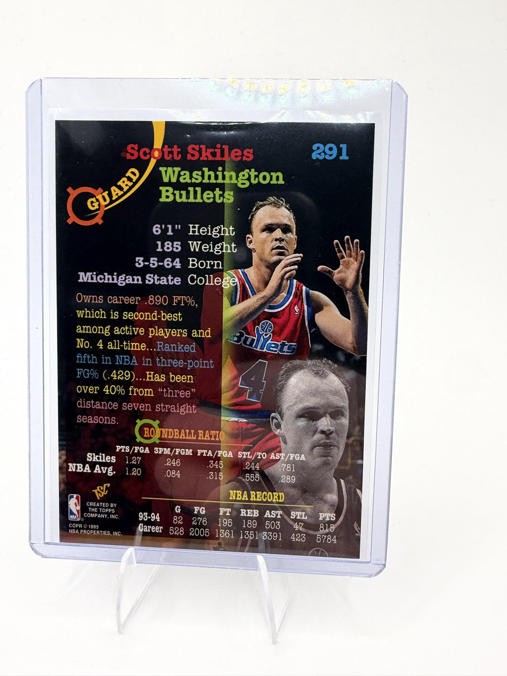 1994-95 Stadium Club Scott Skiles Card 1st Day Issue Washington Bullets #291