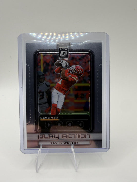 2025 Donruss Optic Xavier Worthy Card Play Action Kansas City Chiefs #3