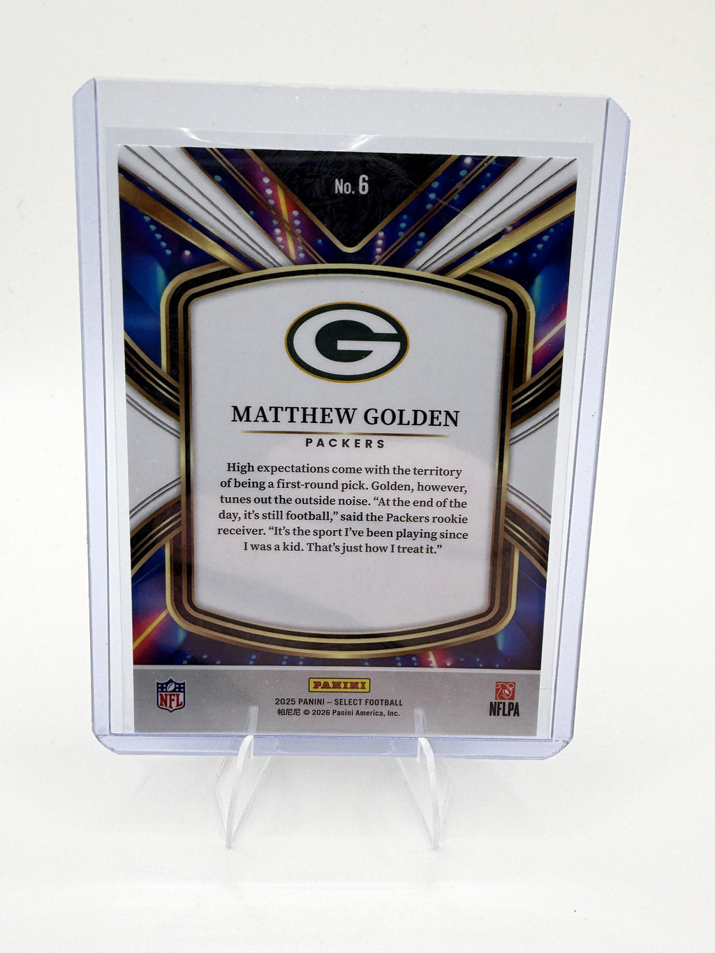 2025 Panini Select Matthew Golden Card Select Future Green Bay Packers #6