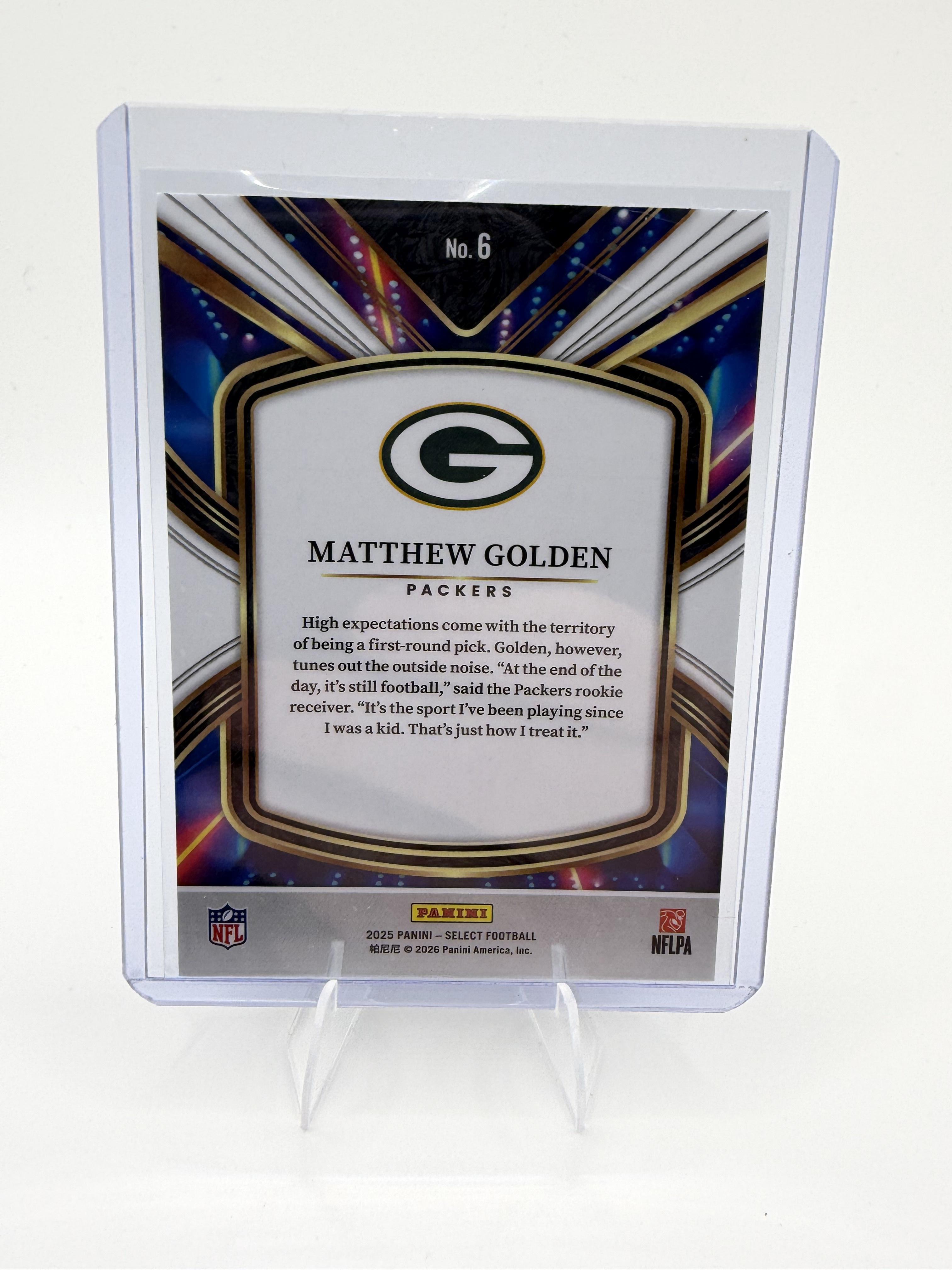 2025 Panini Select Matthew Golden Card Select Future Green Bay Packers #6