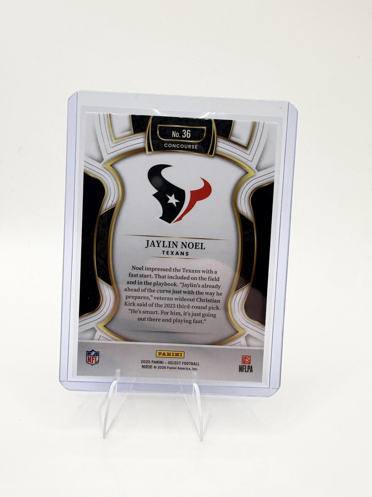 2025 Panini Select Jaylin Noel Card RC Houston Texans #36