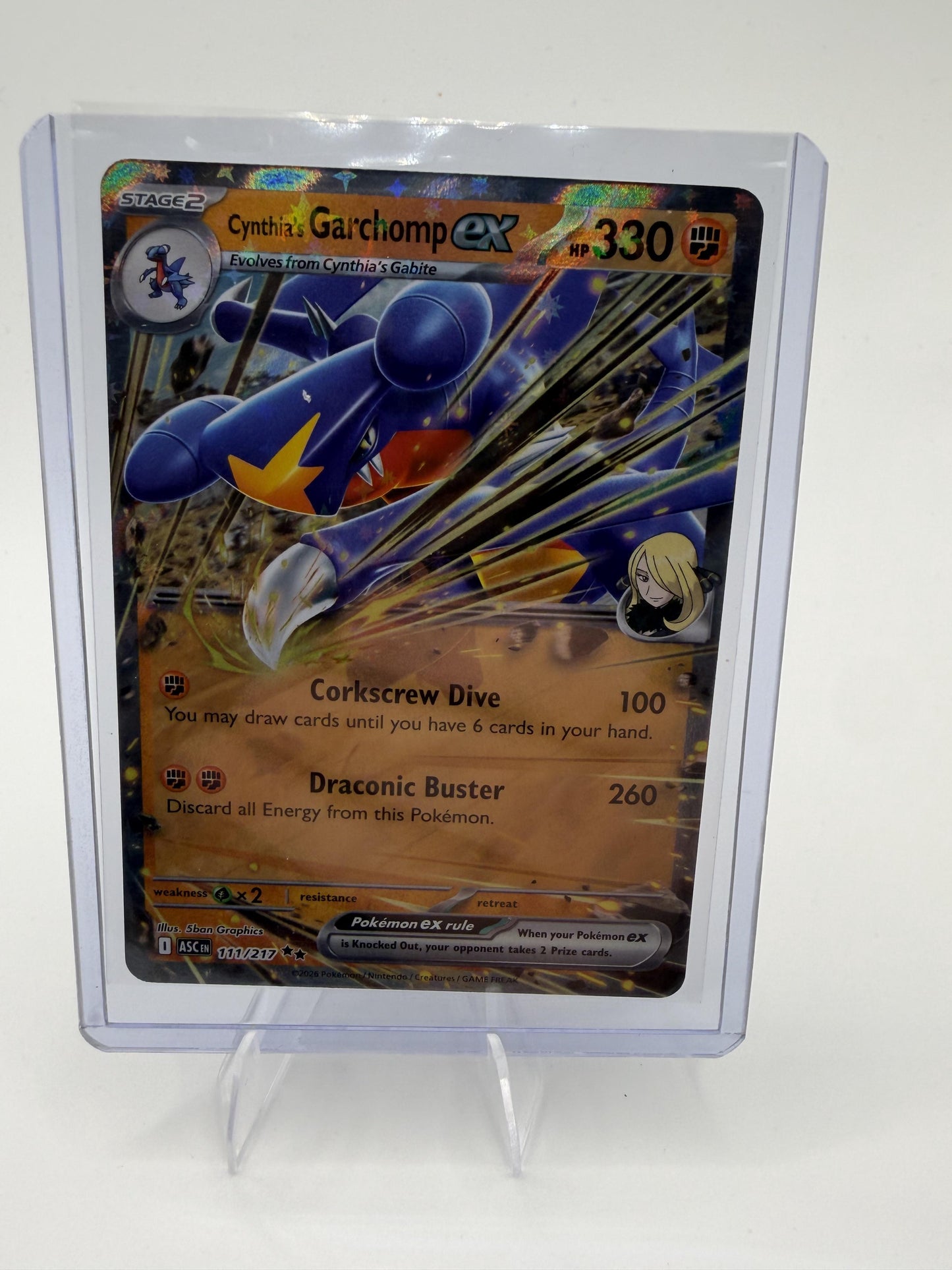 Pokemon Ascended Heroes Cynthia's Garchomp ex Card Holo #111/217