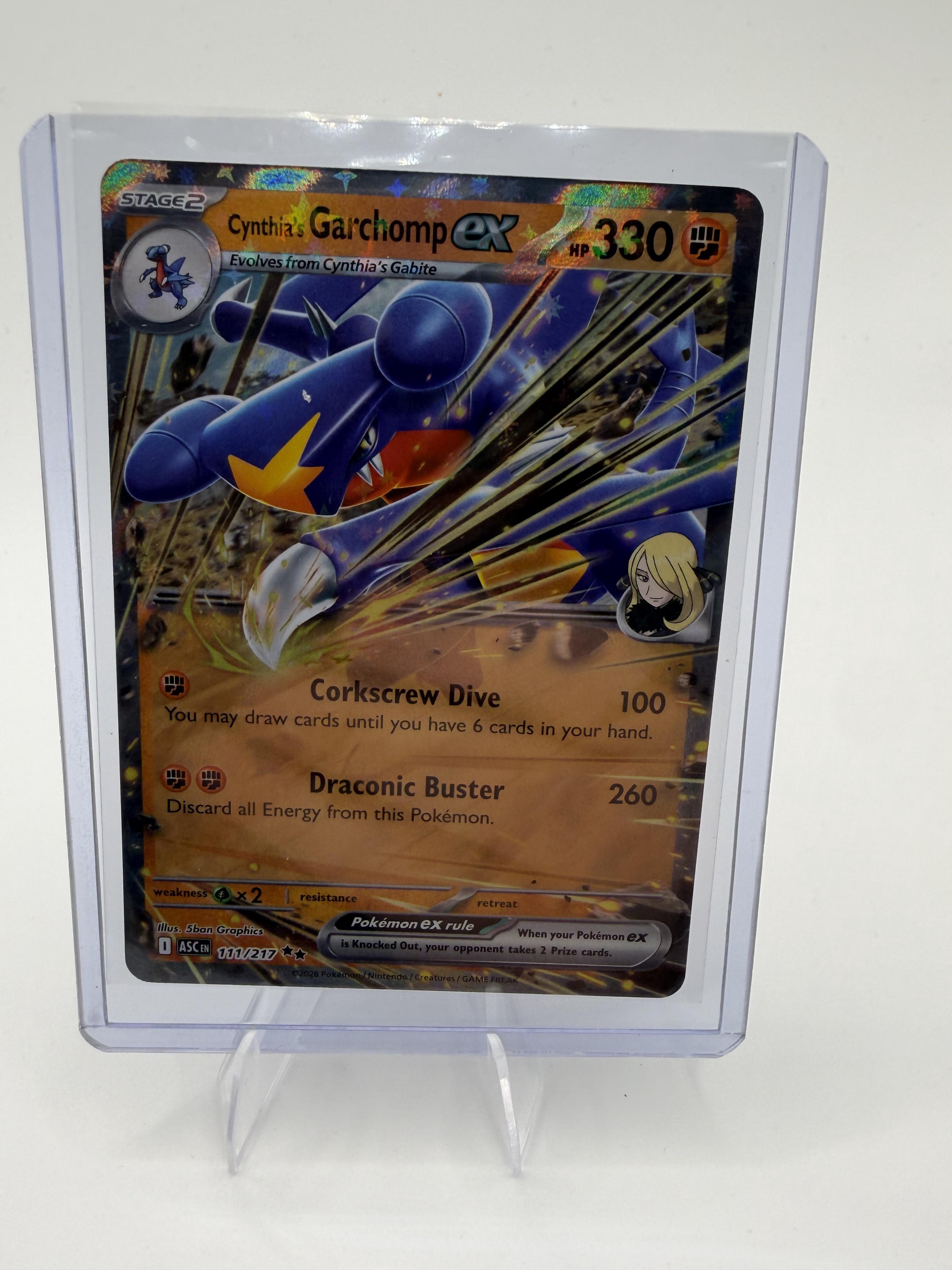Pokemon Ascended Heroes Cynthia's Garchomp ex Card Holo #111/217