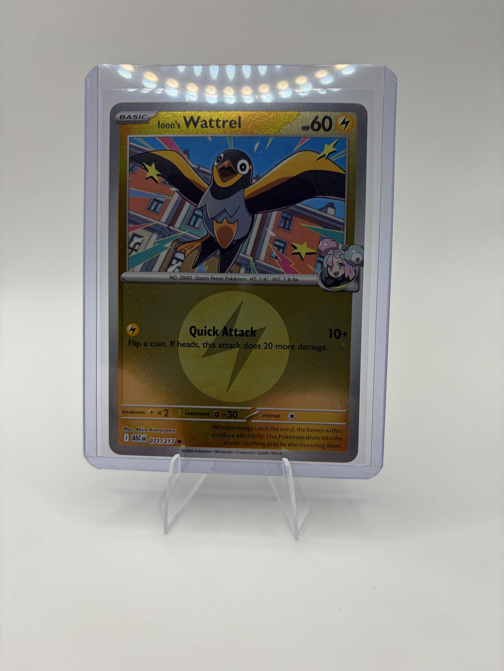 2026 Pokemon Iono's Wattrel 071/217 Poke Ball Reverse Holo Ascended Heroes ASC