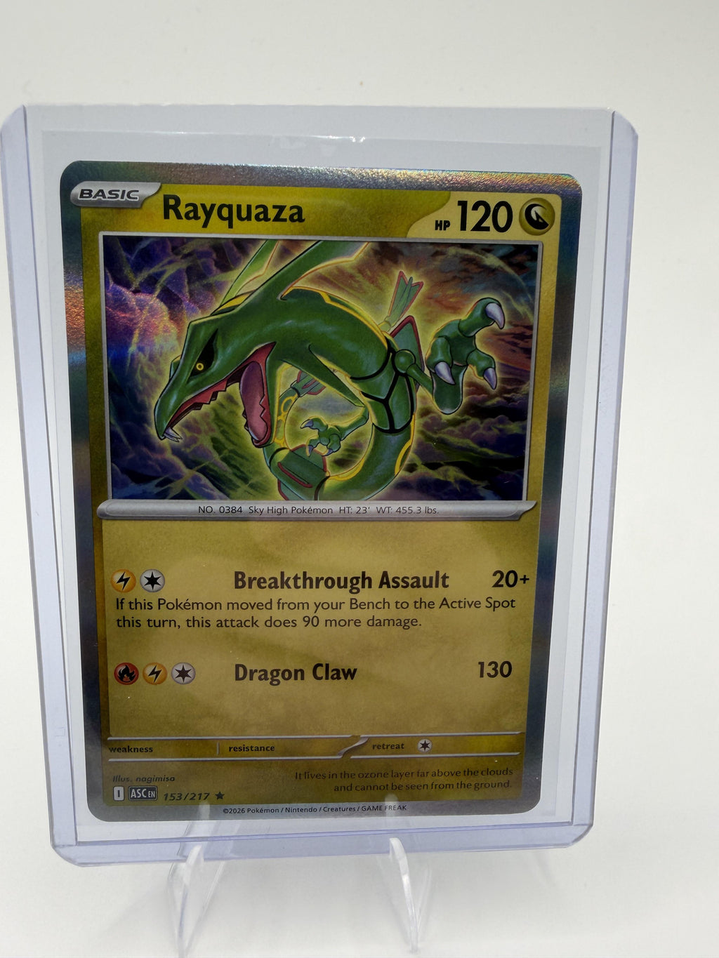 Pokemon Ascended Heroes Rayquaza Card Rare,Reverse Holo #153/217