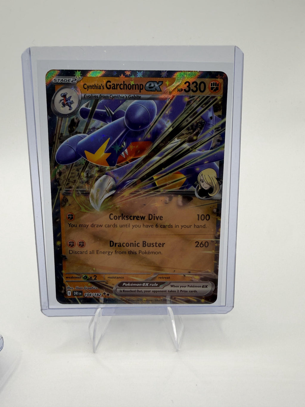 Pokemon Destined Rivals Cynthia's Garchomp ex Card Holo #104/182