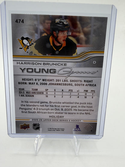 2025-26 Upper Deck Harrison Brunicke Card RC Pittsburgh Penguins #474