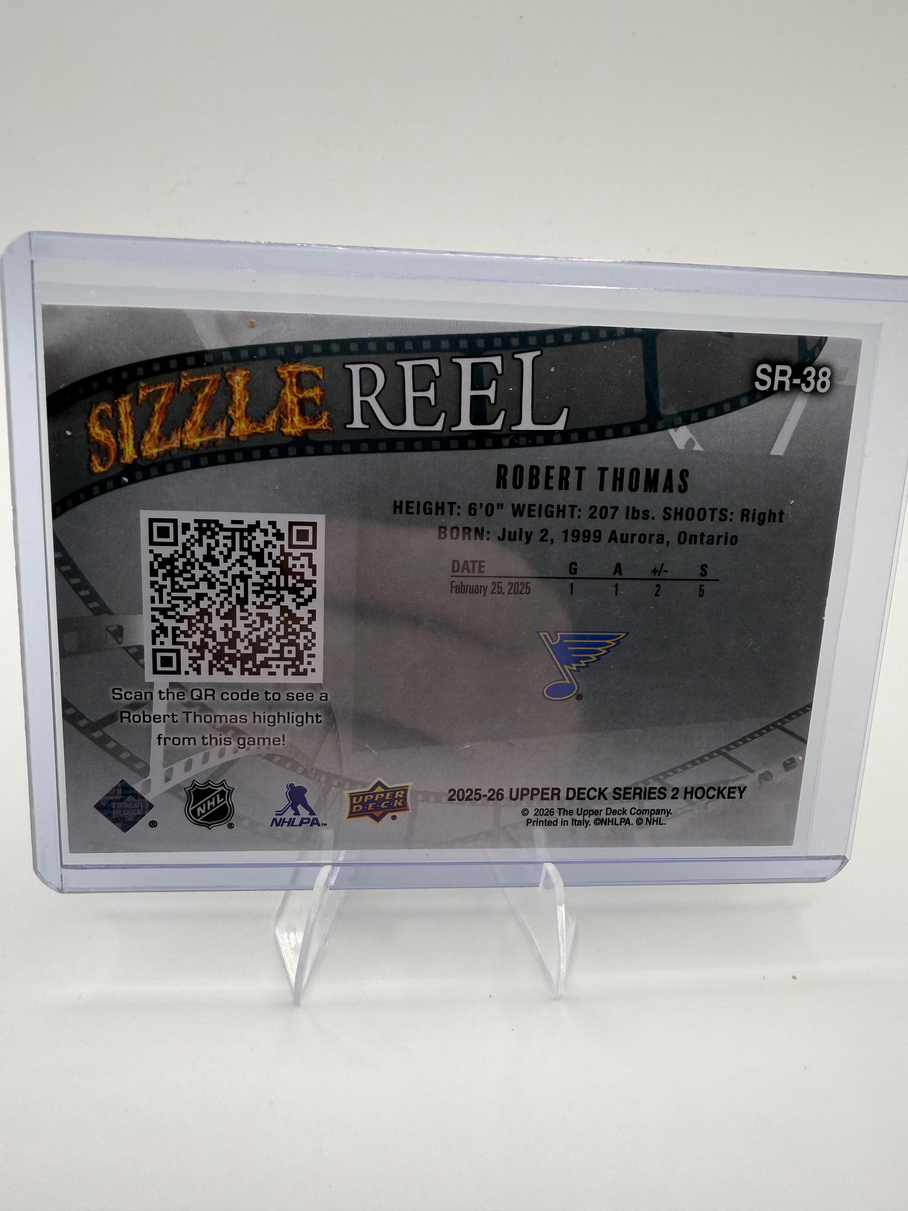 Robert Thomas 2025-26 Upper Deck Sizzle Reel #SR-38 St. Louis Blues C NM/M