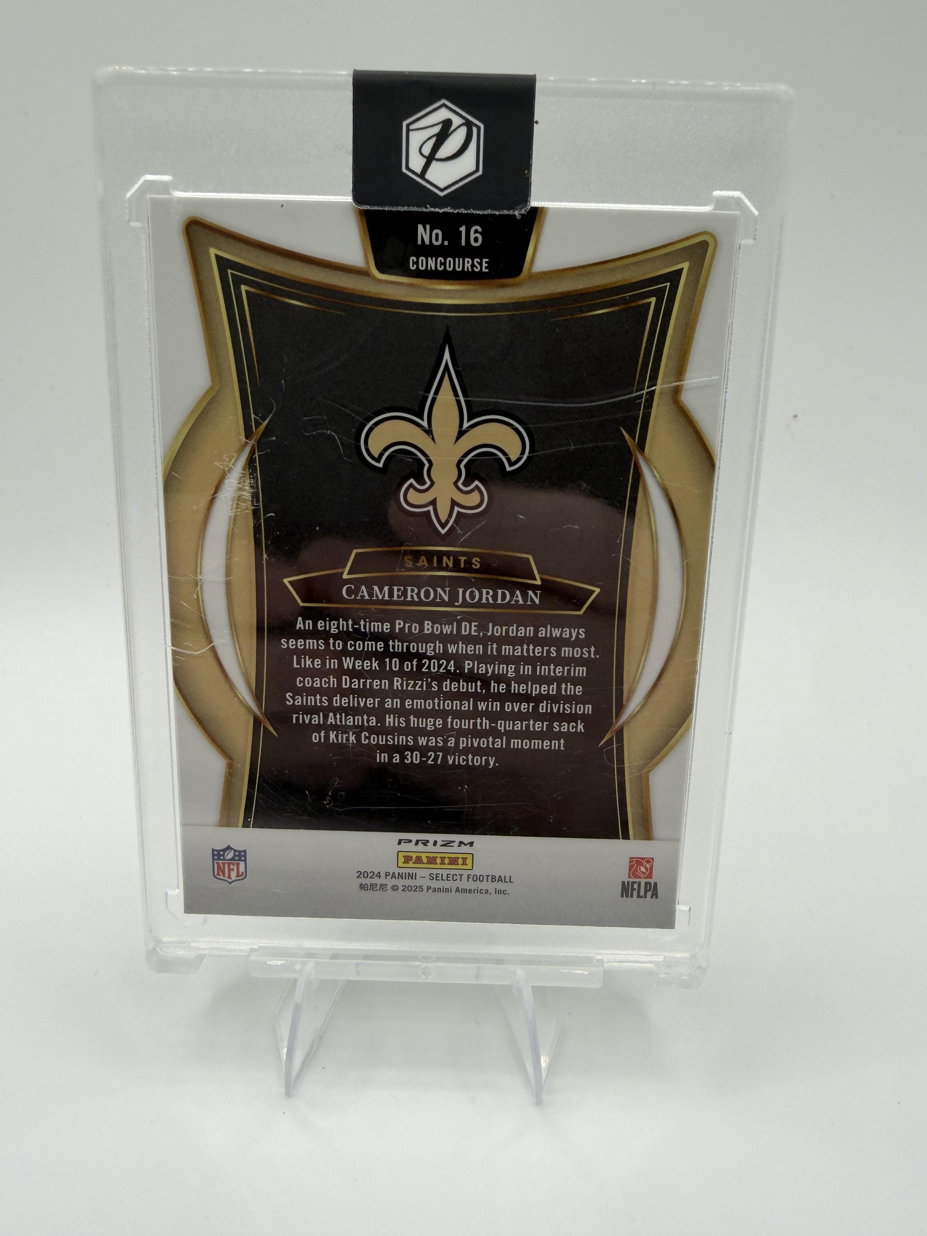 2024 Panini Select Cameron Jordan Card Zebra Prizm Shock New Orleans Saints #16