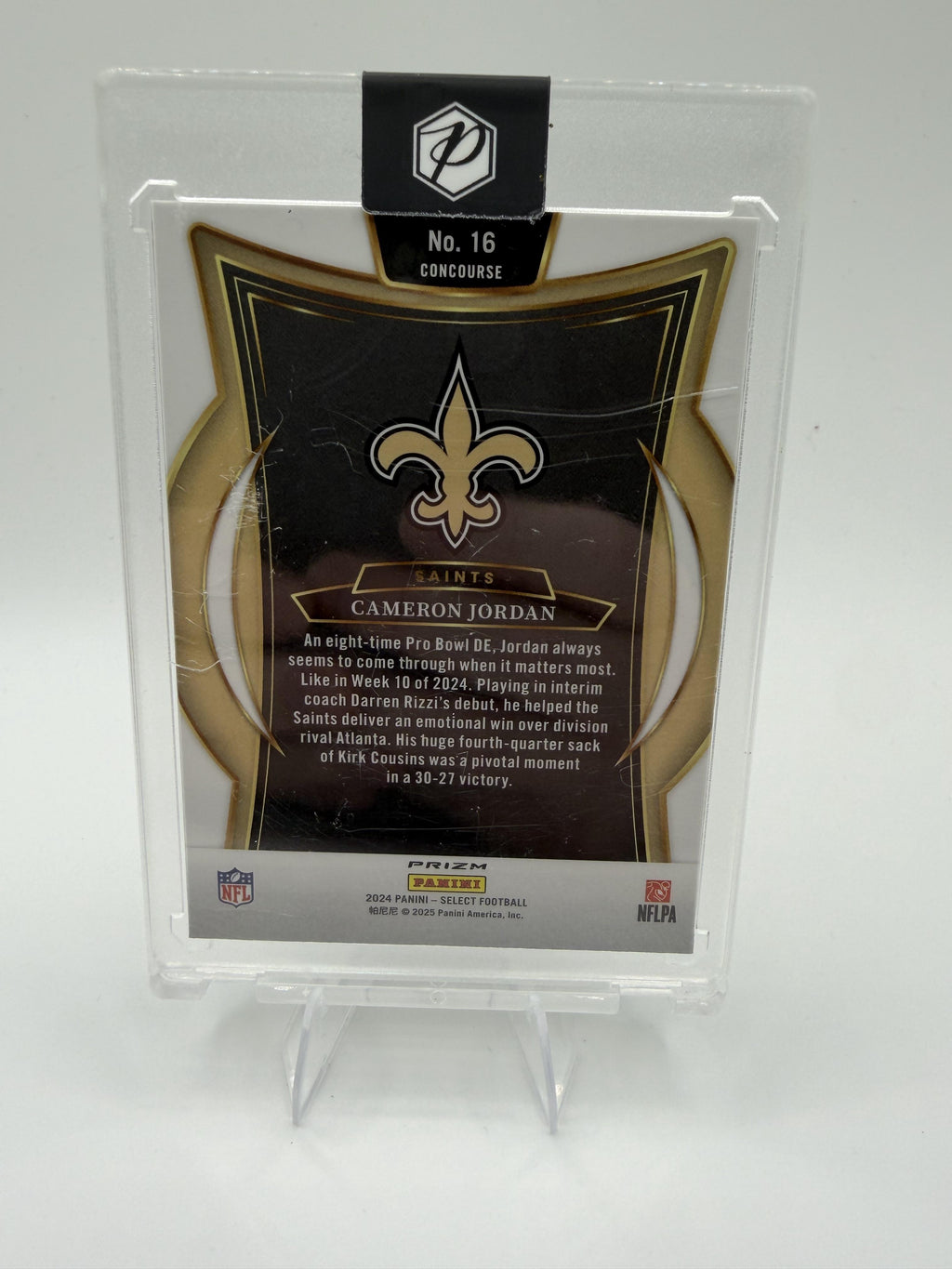 2024 Panini Select Cameron Jordan Card Zebra Prizm Shock New Orleans Saints #16