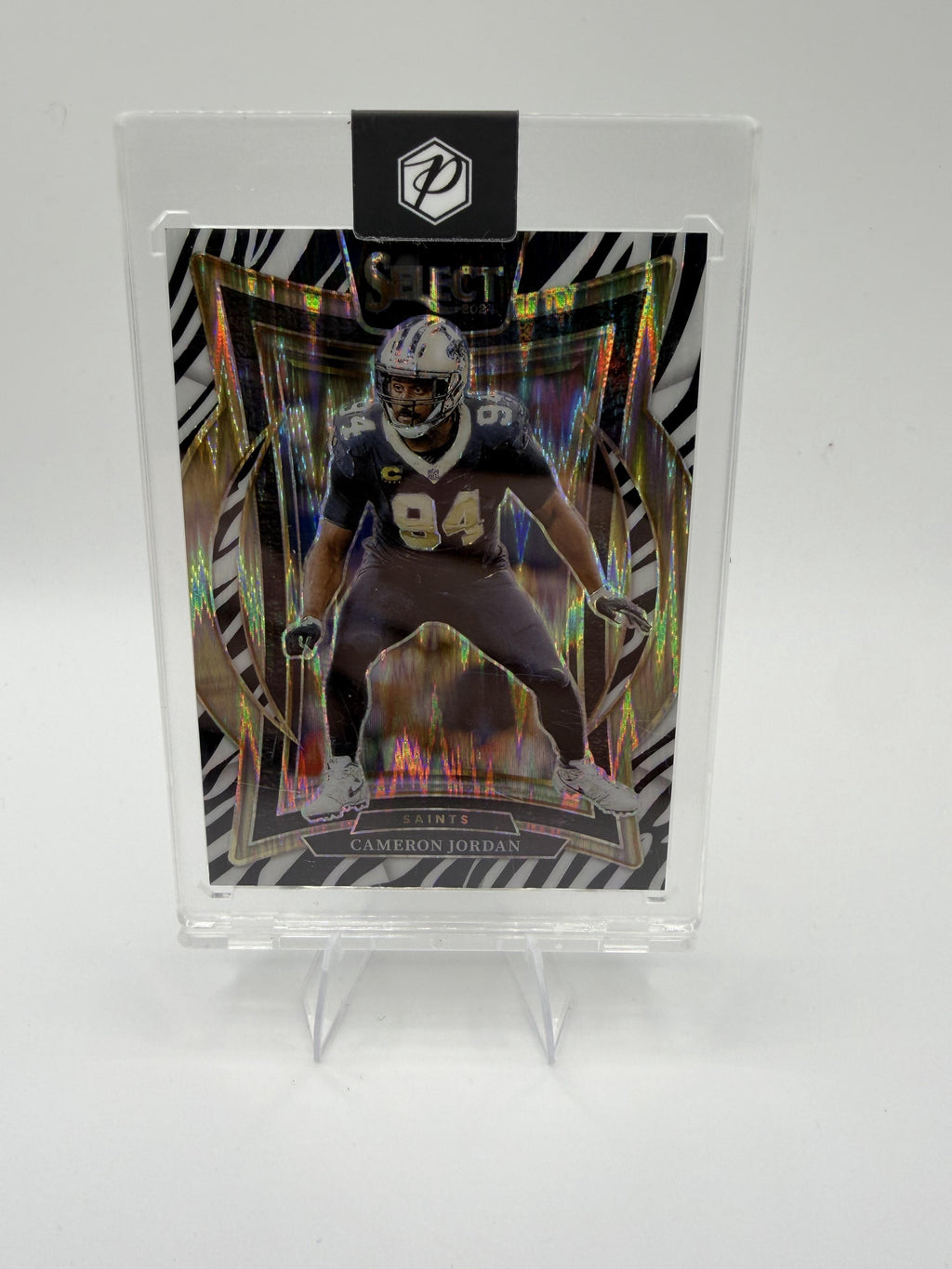 2024 Panini Select Cameron Jordan Card Zebra Prizm Shock New Orleans Saints #16