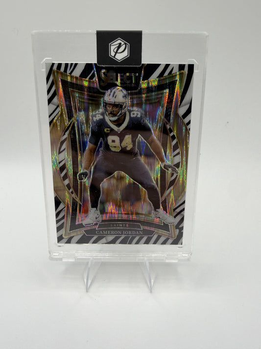 2024 Panini Select Cameron Jordan Card Zebra Prizm Shock New Orleans Saints #16