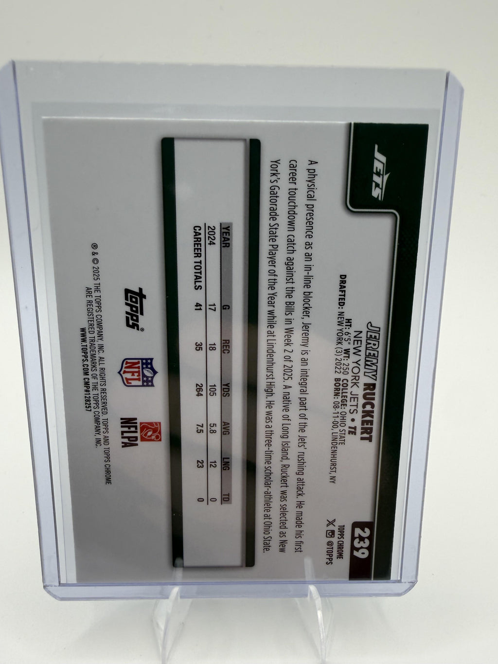 2025 Topps Chrome - Red White and Blue Refractor Jeremy Ruckert Card Jets