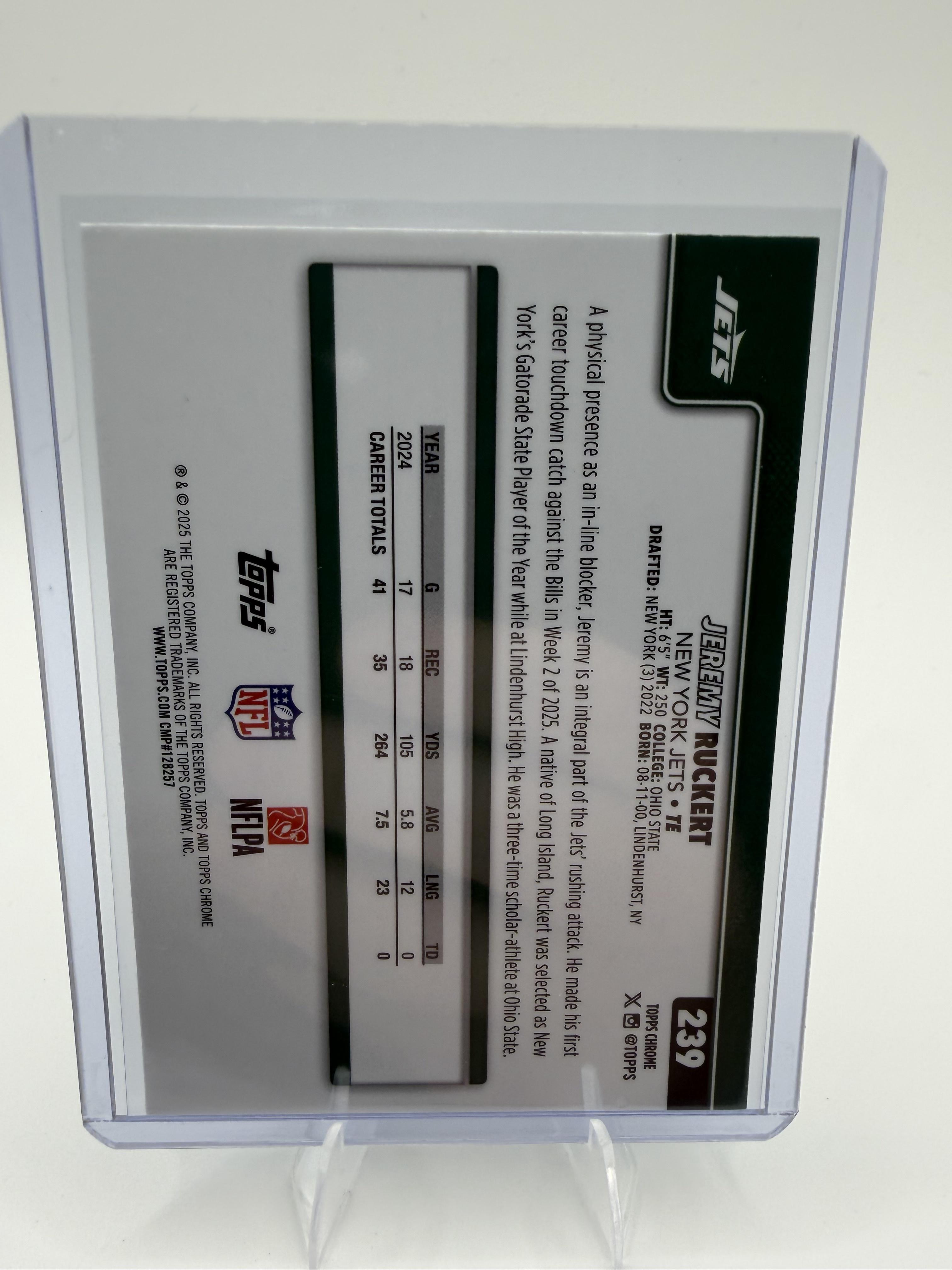 2025 Topps Chrome - Red White and Blue Refractor Jeremy Ruckert Card Jets