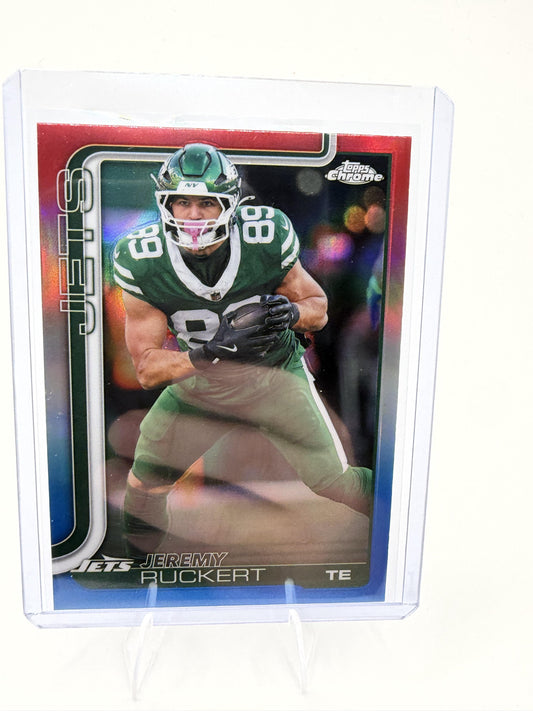 2025 Topps Chrome - Red White and Blue Refractor Jeremy Ruckert Card Jets