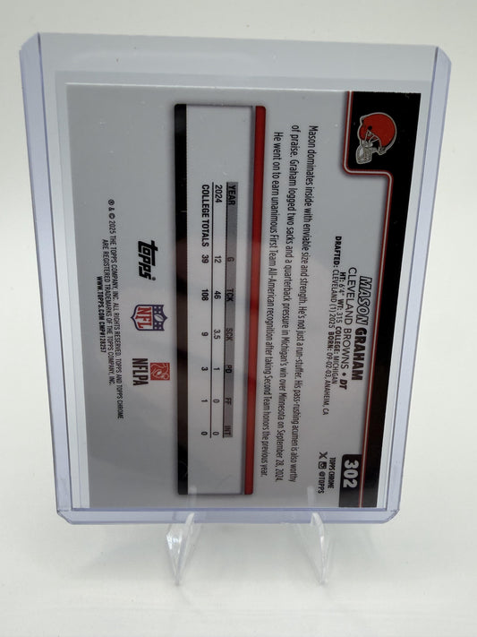 2025 Topps Chrome - Pulsar Refractor Mason Graham Card RC Cleveland Browns #302