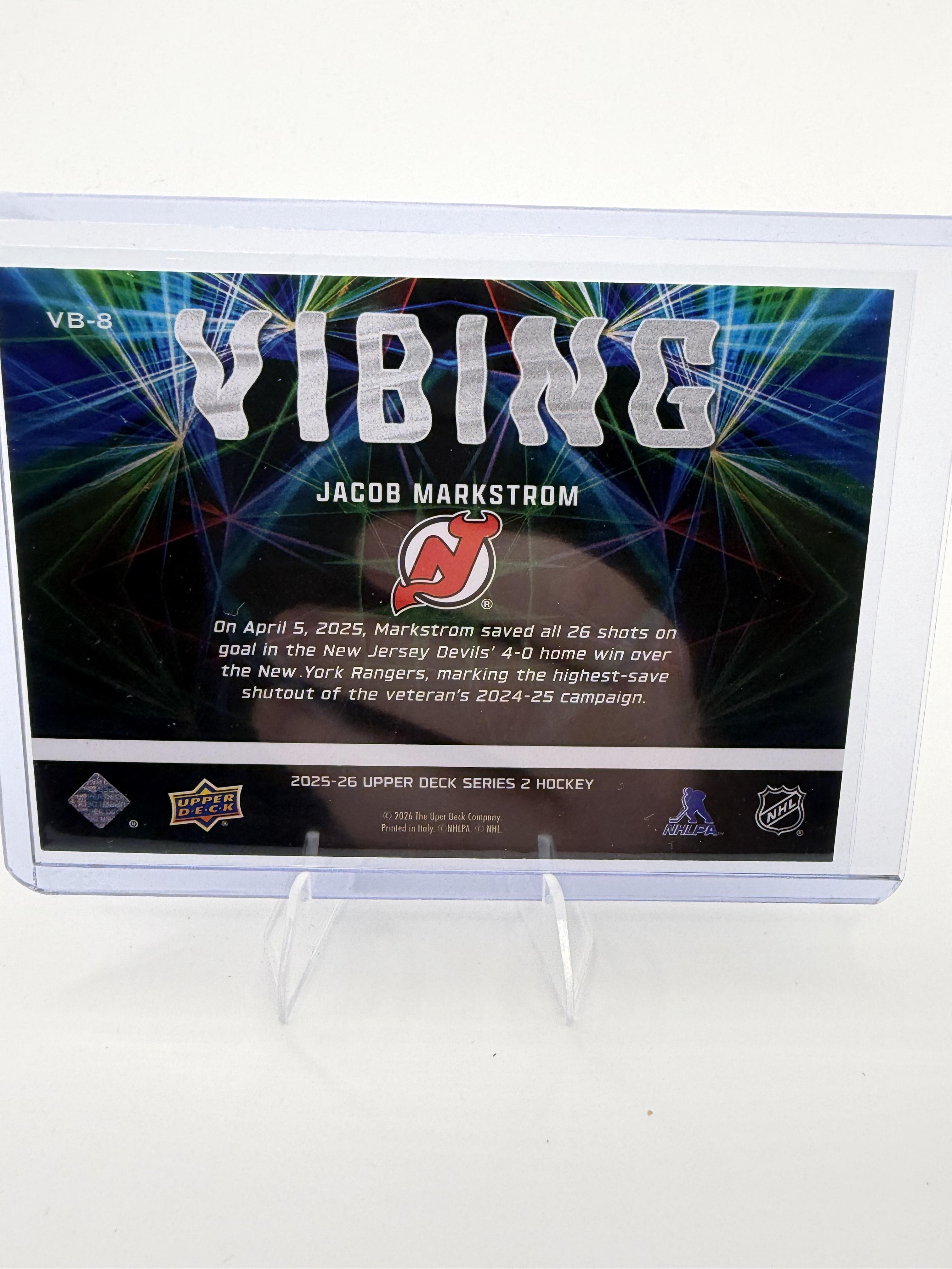 2025-26 Upper Deck Jacob Markstrom Card Vibing New Jersey Devils #VB-8