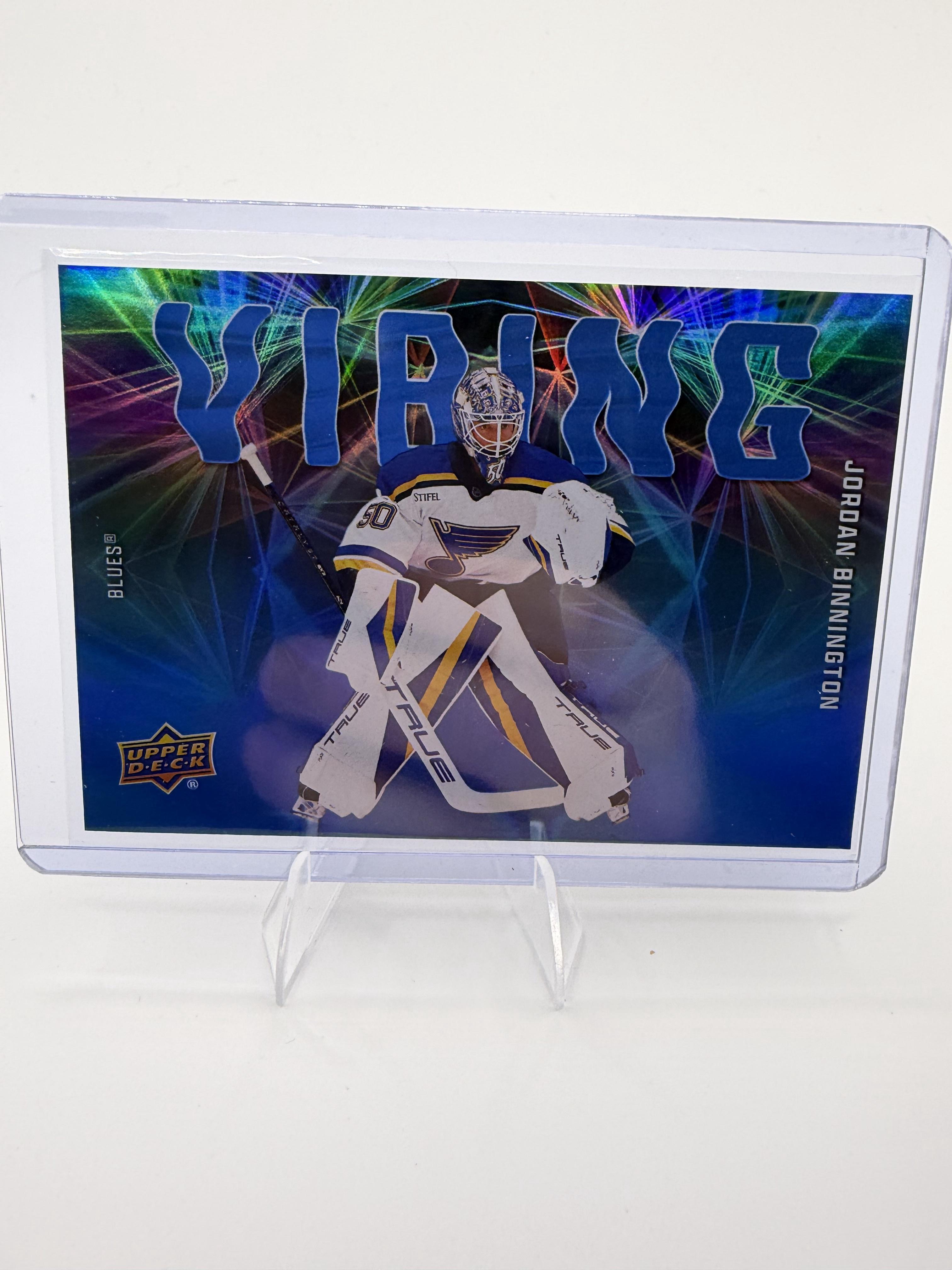 2025-26 Upper Deck Jordan Binnington Card Vibing St. Louis Blues #VB-1