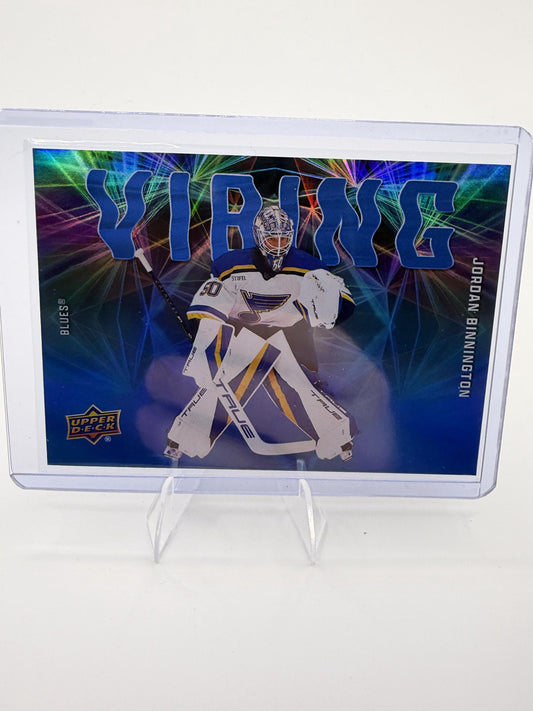 2025-26 Upper Deck Jordan Binnington Card Vibing St. Louis Blues #VB-1